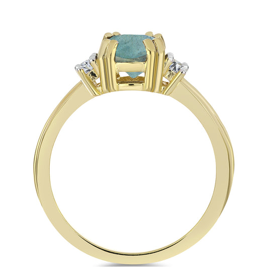 Anel de Prata com Banho de Ouro com Labradorite e Topázio Branco