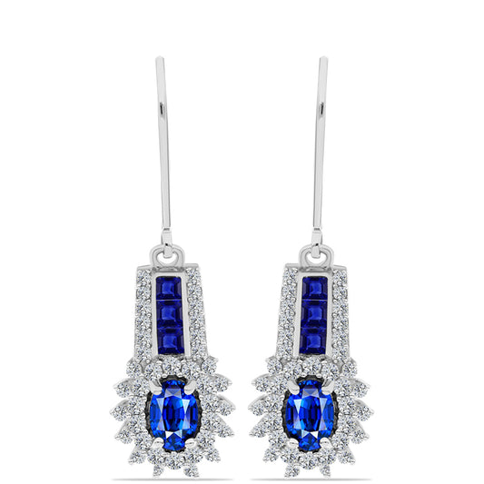 Brincos de Prata com Safira Azul Australiana e Topázio Branco