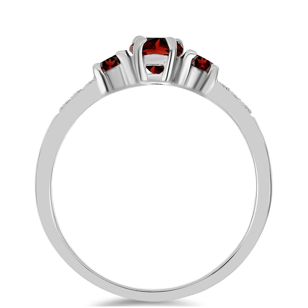 Anel de Prata com Granada de Barton e Topázio Branco