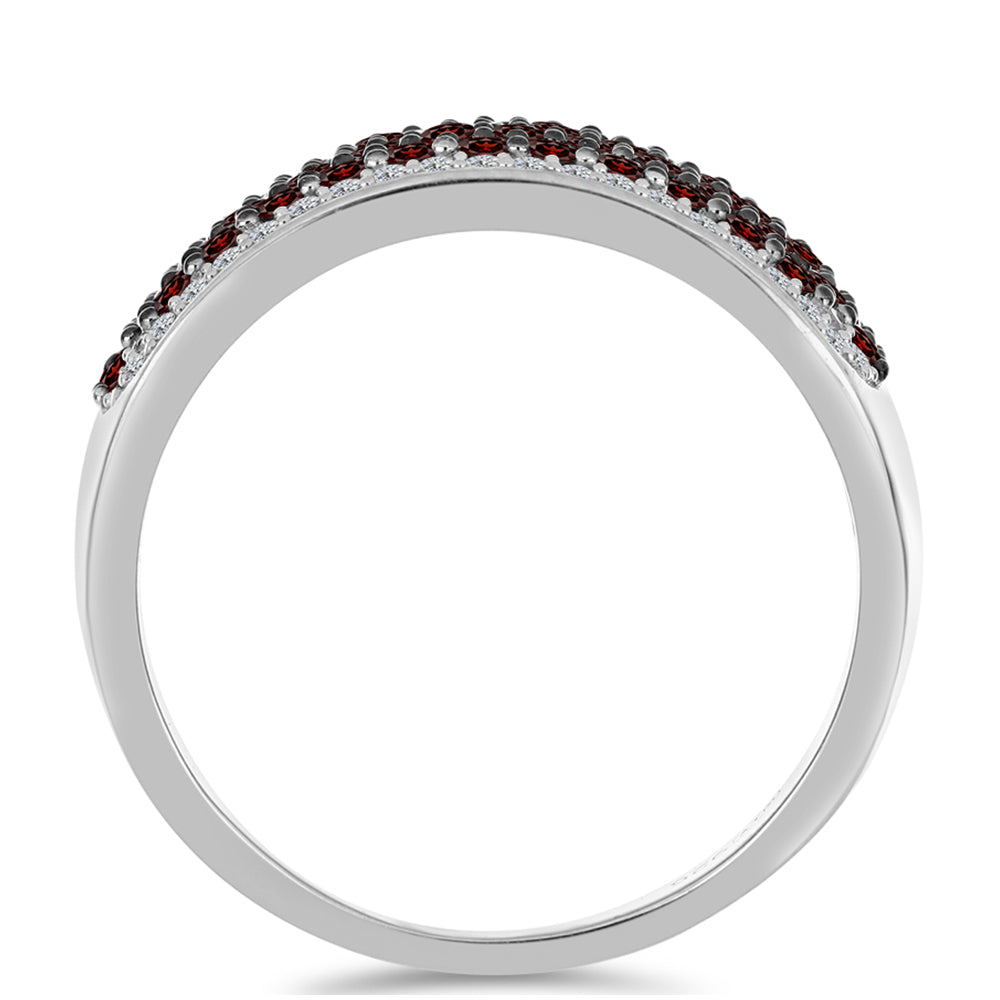 Anel de Prata com Granada de Barton e Topázio Branco  Contraste: Cabeca de Veado (800) 2 