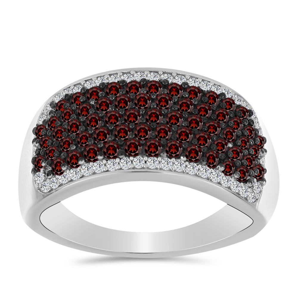 Anel de Prata com Granada de Barton e Topázio Branco  Contraste: Cabeca de Veado (800) 3 