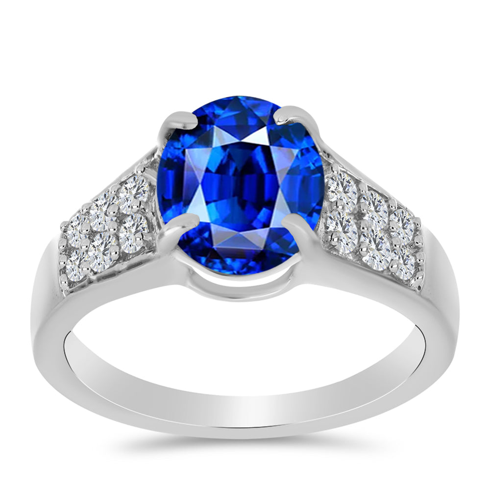 Anel de Prata com Safira Azul Australiana e Topázio Branco  Contraste: Cabeca de Veado (800) 3 