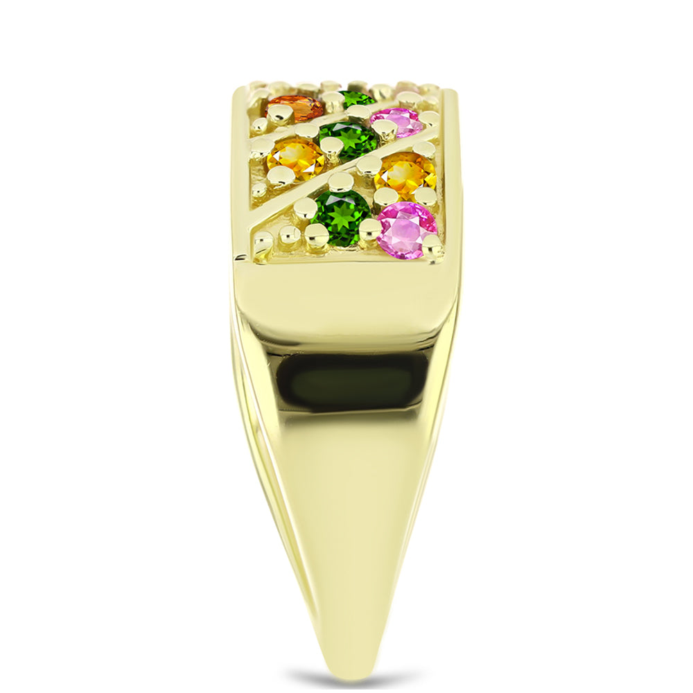 Anel de Prata com Banho de Ouro com Turmalina Chakra  Contraste: Cabeca de Veado (800) 4 