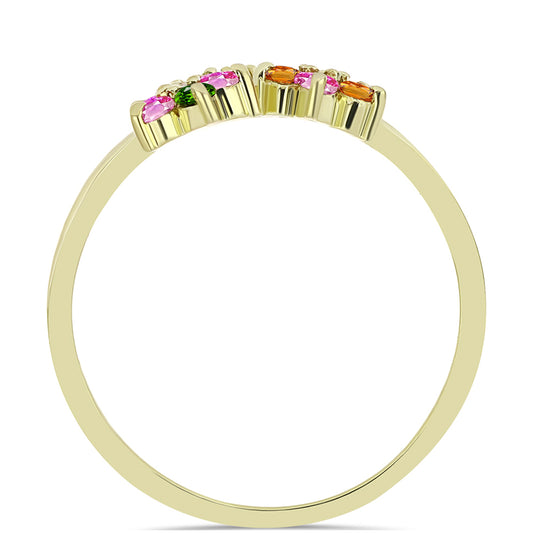 Anel de Prata com Banho de Ouro com Turmalina Chakra