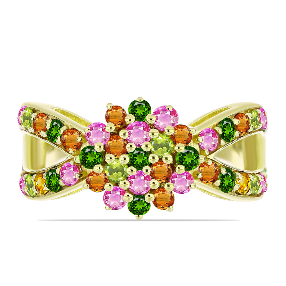 Anel de Prata com Banho de Ouro com Turmalina Chakra  Contraste: Cabeca de Veado (800) 1 