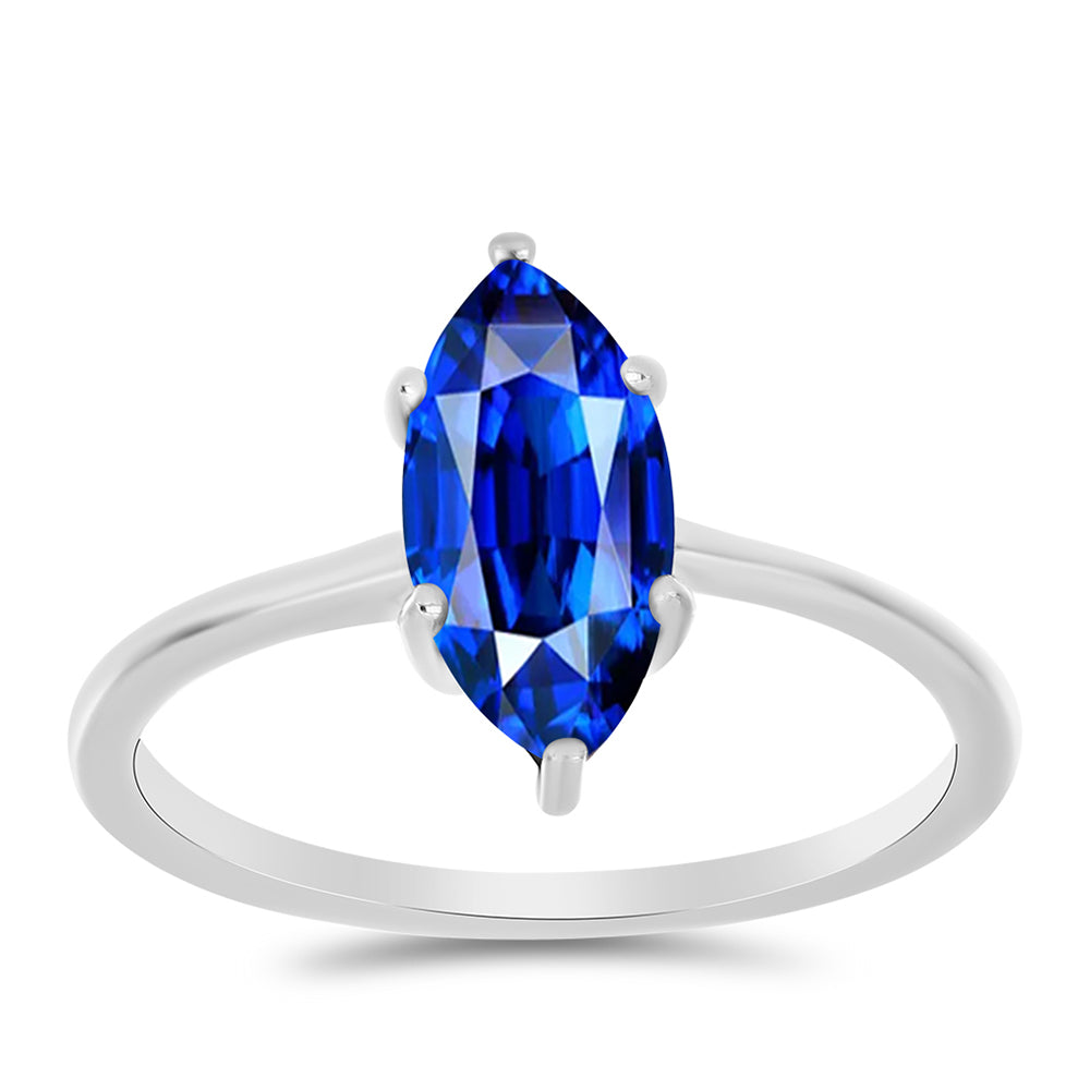 Anel de Prata com Safira Azul Australiana 3 