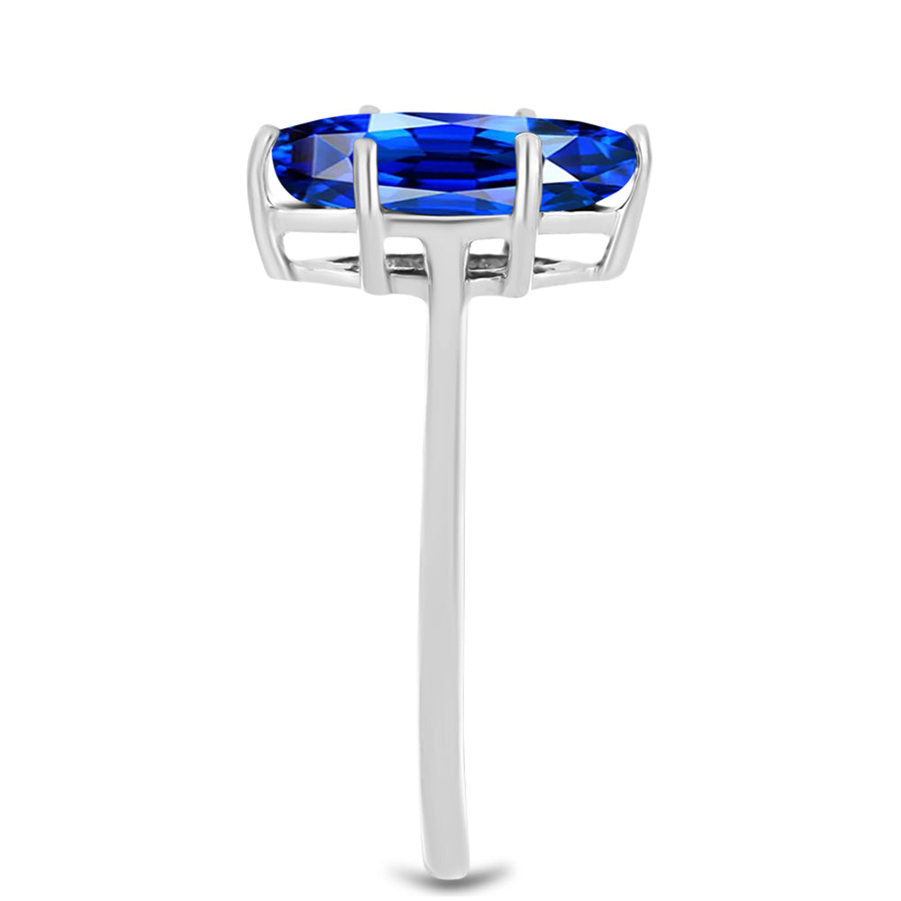 Anel de Prata com Safira Azul Australiana 4 