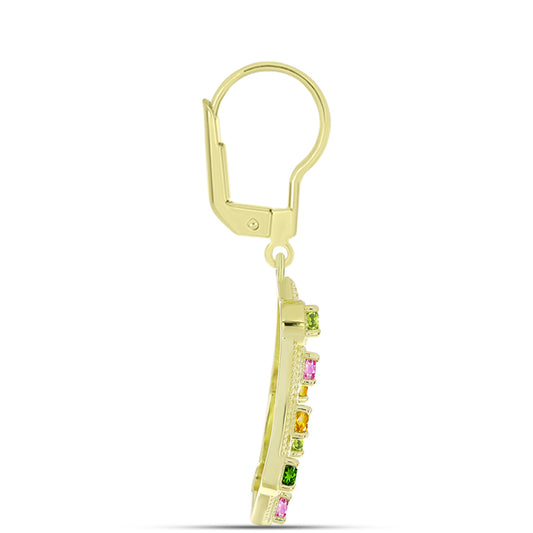 Brincos de Prata com Banho de Ouro com Turmalina Chakra