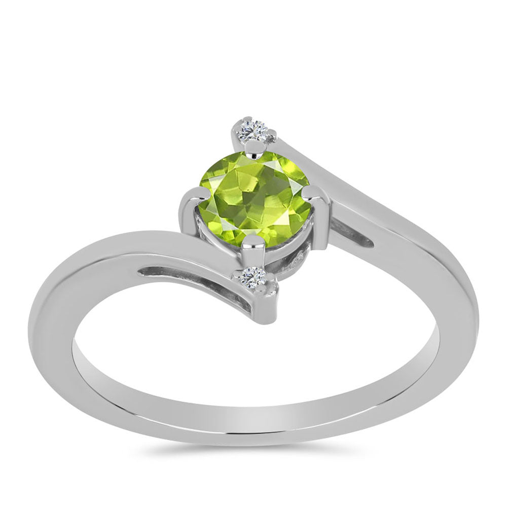 Anel de Prata com Peridoto de Changbai e Topázio Branco 3 