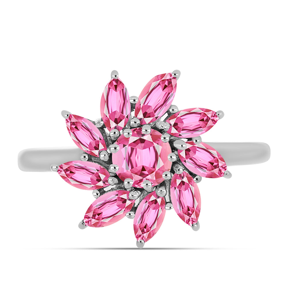 Anel de Prata com Turmalina Rosa de Pelmadulla  Contraste: Cabeca de Veado (800) 1 