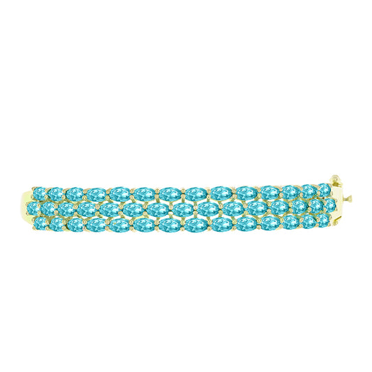 Pulseira de Prata com Banho de Ouro com Quartzo de Paraíba  Contraste: Cabeca de Veado (800)