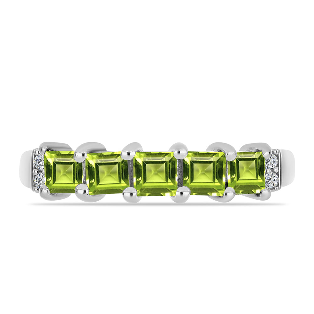 Anel de Prata com Peridoto de Changbai e Topázio Branco