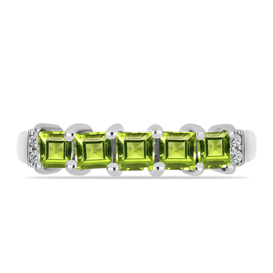 Anel de Prata com Peridoto de Changbai e Topázio Branco