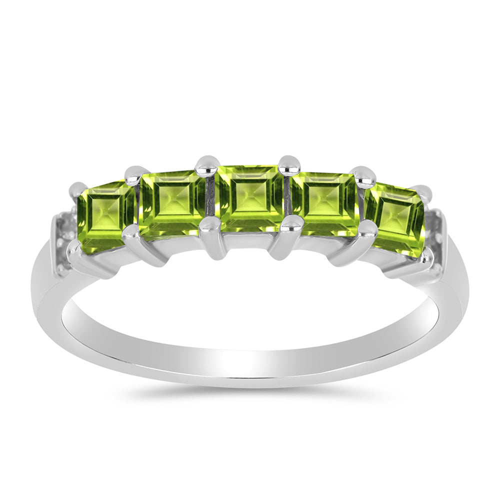 Anel de Prata com Peridoto de Changbai e Topázio Branco