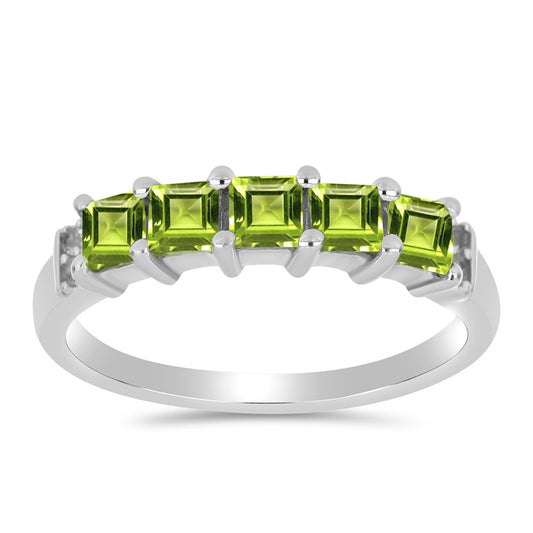 Anel de Prata com Peridoto de Changbai e Topázio Branco