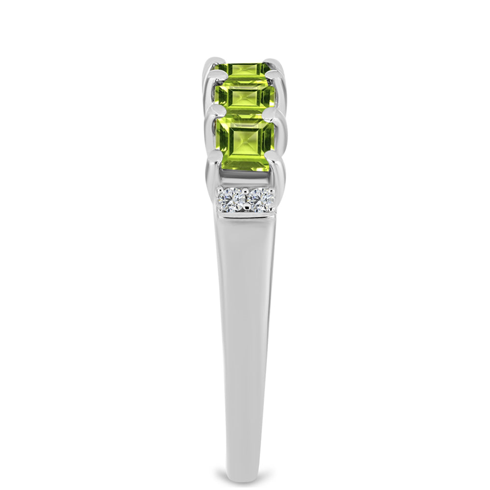 Anel de Prata com Peridoto de Changbai e Topázio Branco