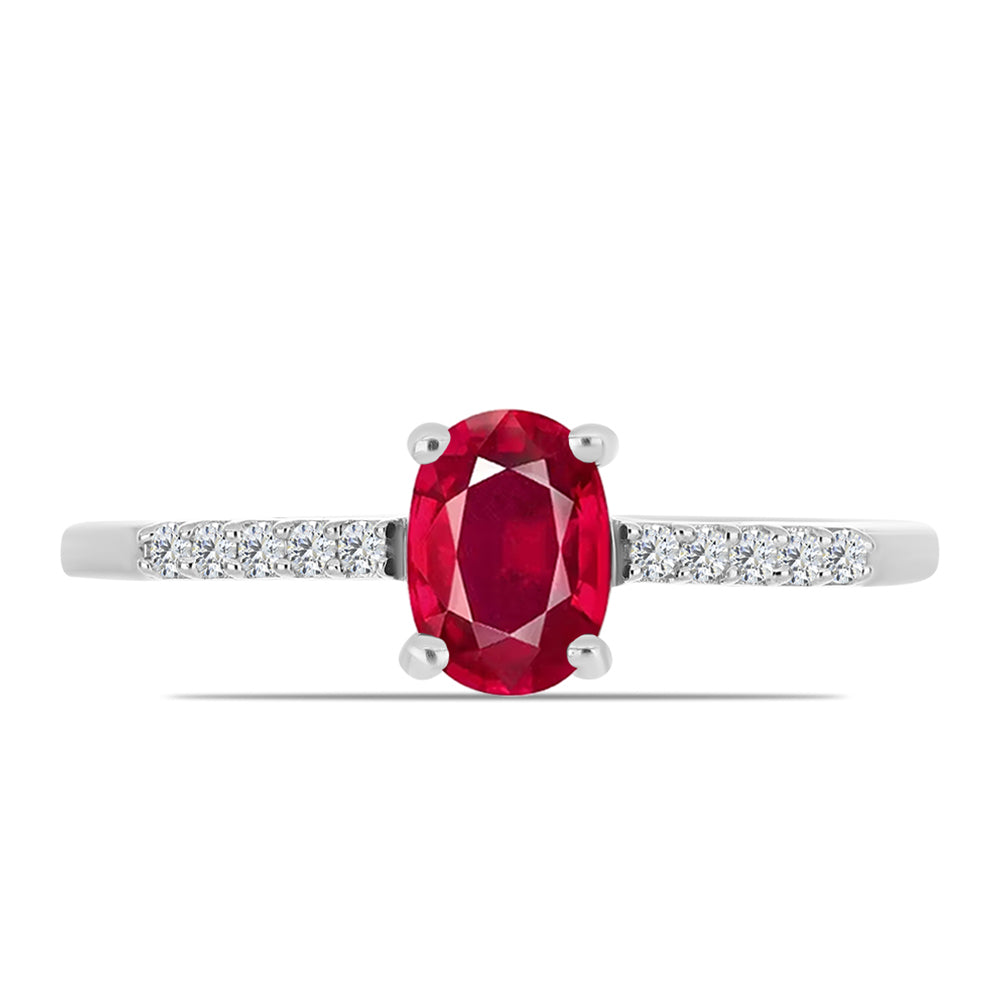 Anel de Prata com Rubi de Madagáscar e Topázio Branco 1 