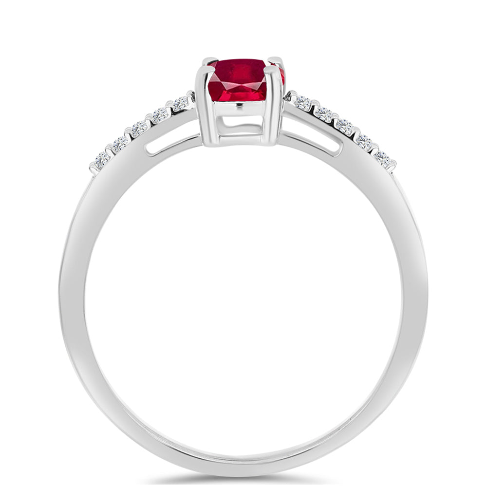 Anel de Prata com Rubi de Madagáscar e Topázio Branco