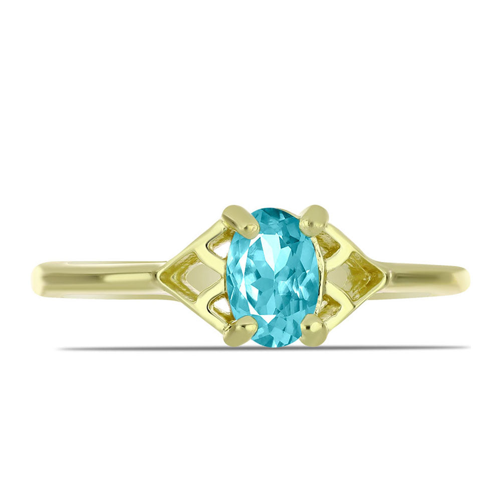 Anel de Prata com Banho de Ouro com Quartzo de Paraíba 1 