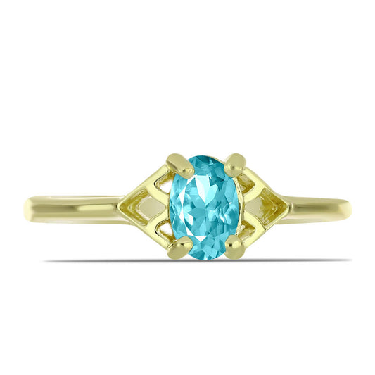 Anel de Prata com Banho de Ouro com Quartzo de Paraíba