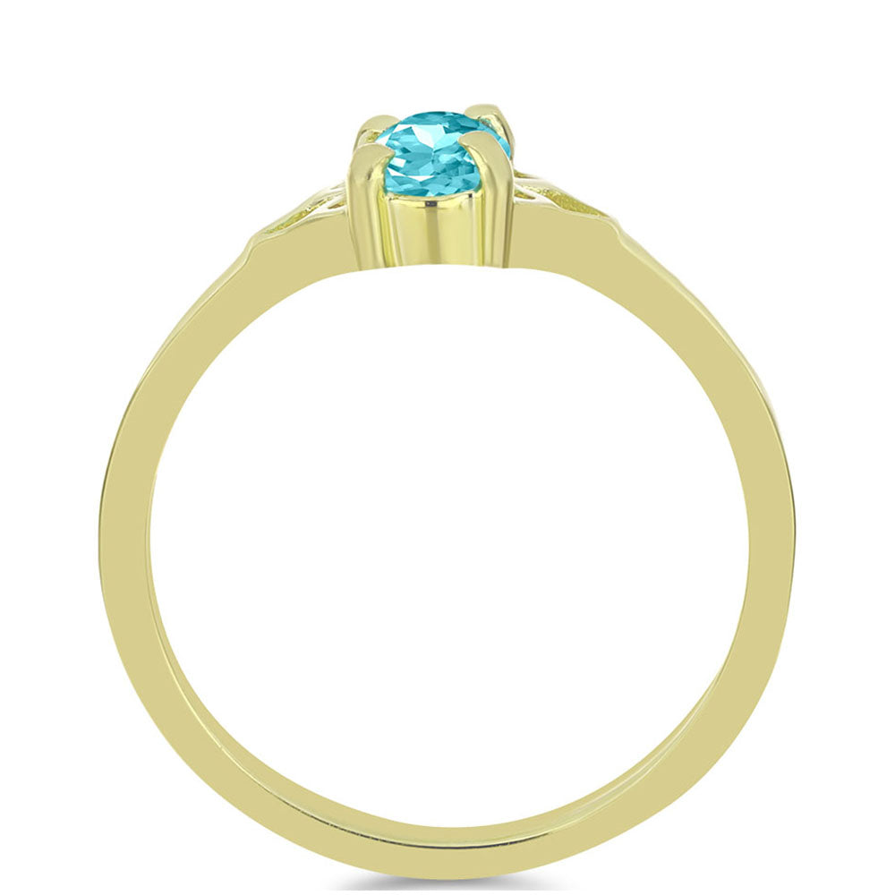 Anel de Prata com Banho de Ouro com Quartzo de Paraíba 2 