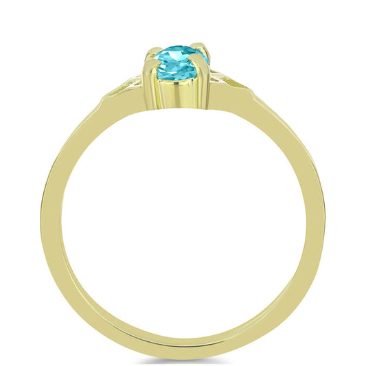 Anel de Prata com Banho de Ouro com Quartzo de Paraíba