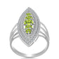 Anel de Prata com Peridoto de Changbai e Topázio Branco  Contraste: Cabeca de Veado (800)
