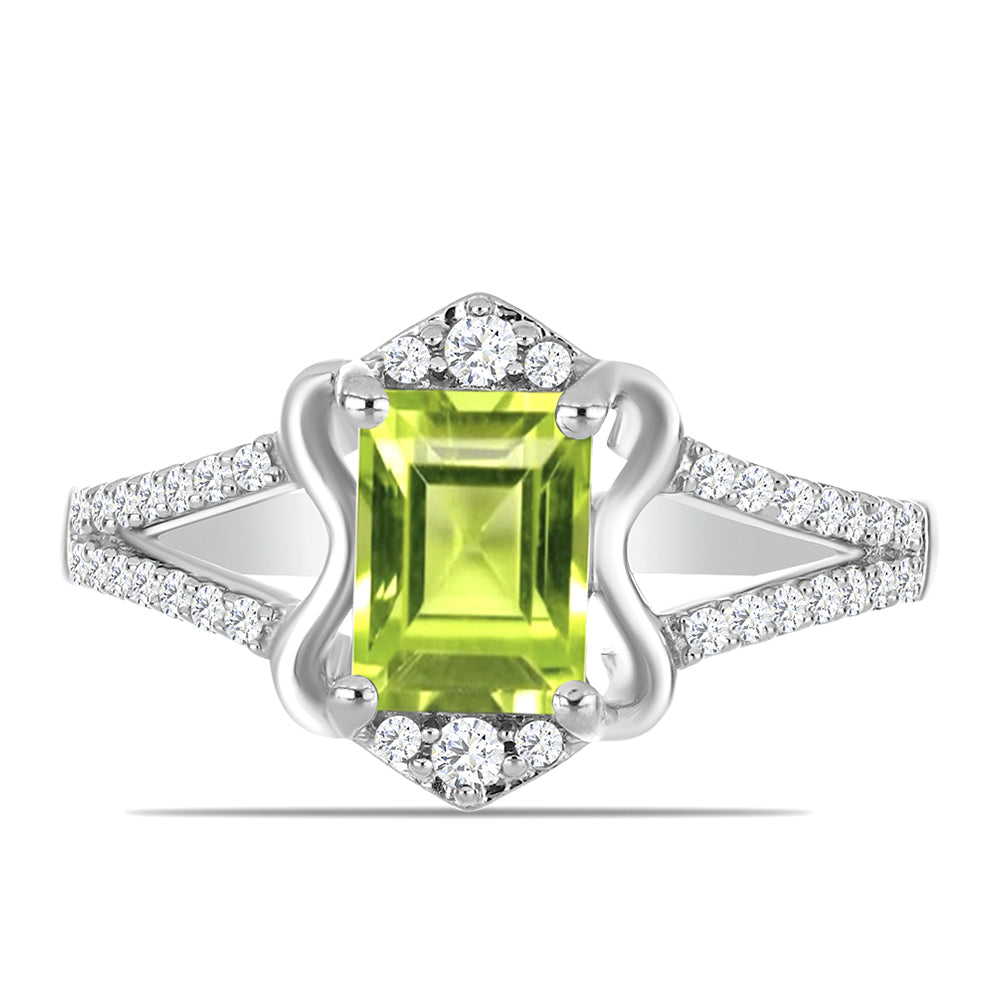 Anel de Prata com Peridoto de Changbai e Topázio Branco 1 