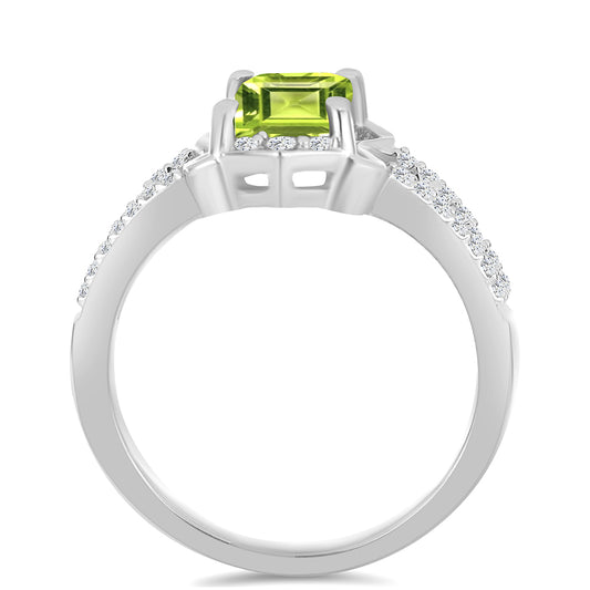 Anel de Prata com Peridoto de Changbai e Topázio Branco