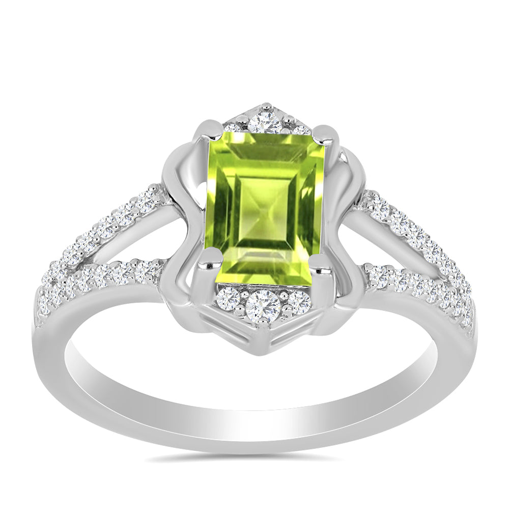 Anel de Prata com Peridoto de Changbai e Topázio Branco 3 