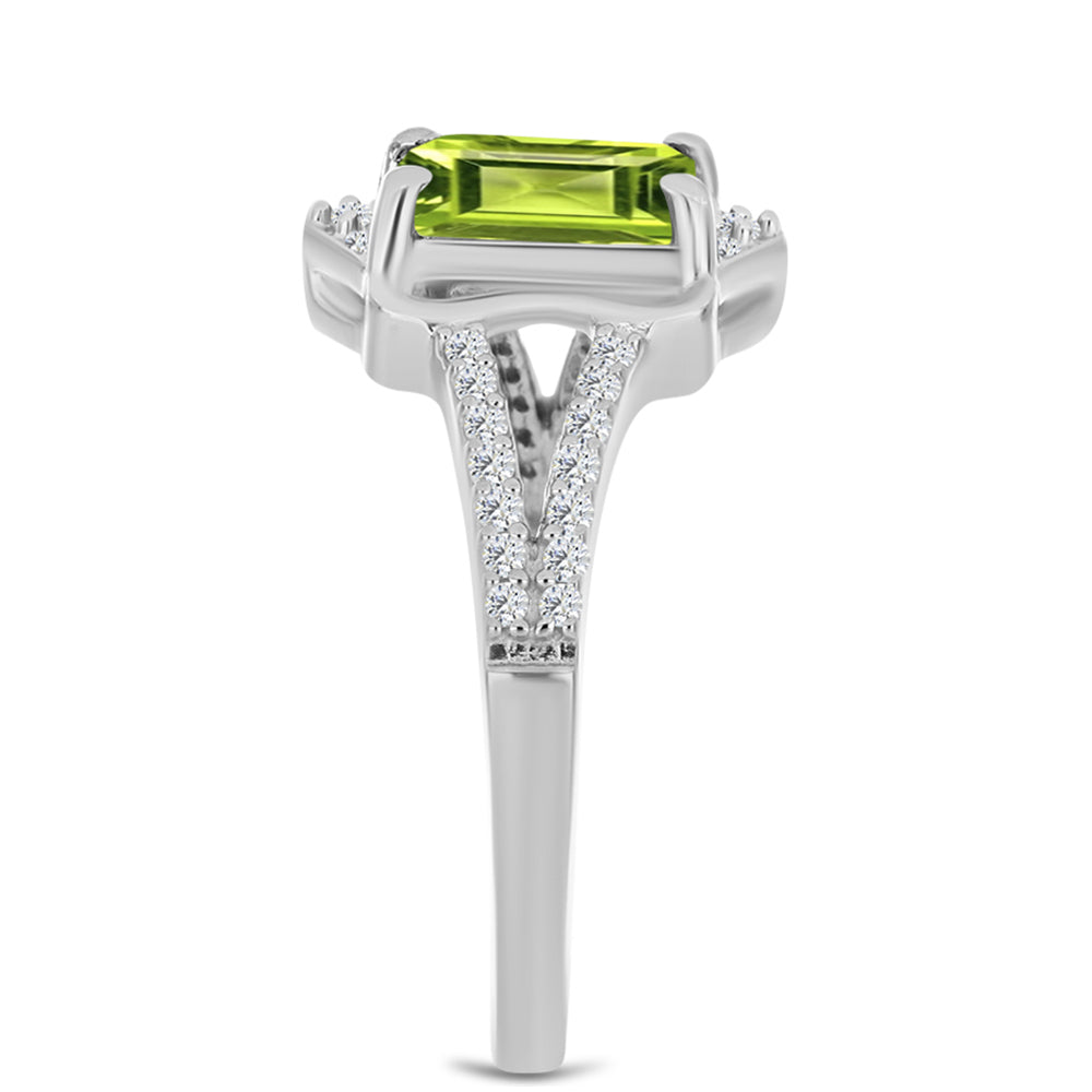 Anel de Prata com Peridoto de Changbai e Topázio Branco