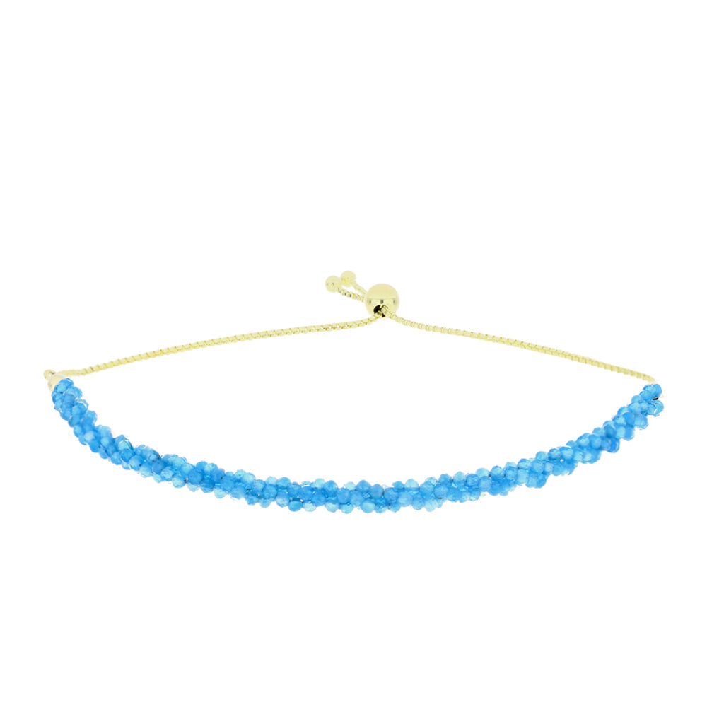 Pulseira de Prata com Banho de Ouro com Quartzo de Paraíba