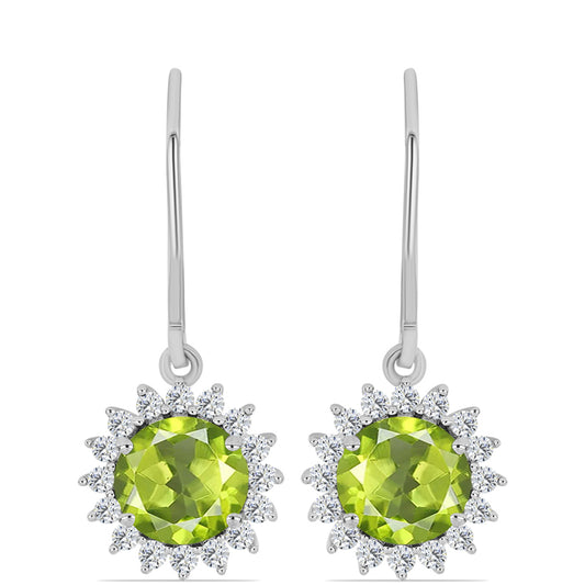 Brincos de Prata com Peridoto de Changbai e Topázio Branco
