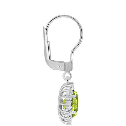 Brincos de Prata com Peridoto de Changbai e Topázio Branco