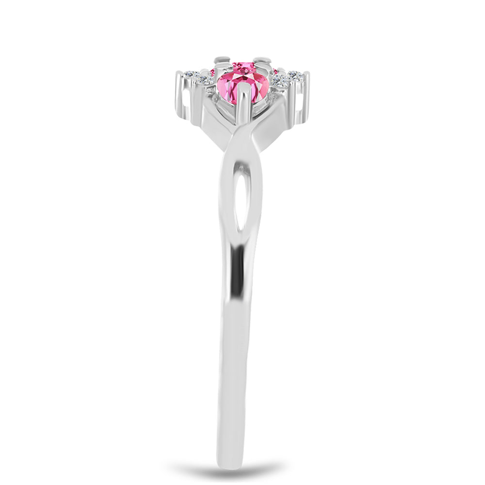 Anel de Prata com Turmalina Rosa de Pelmadulla e Topázio Branco