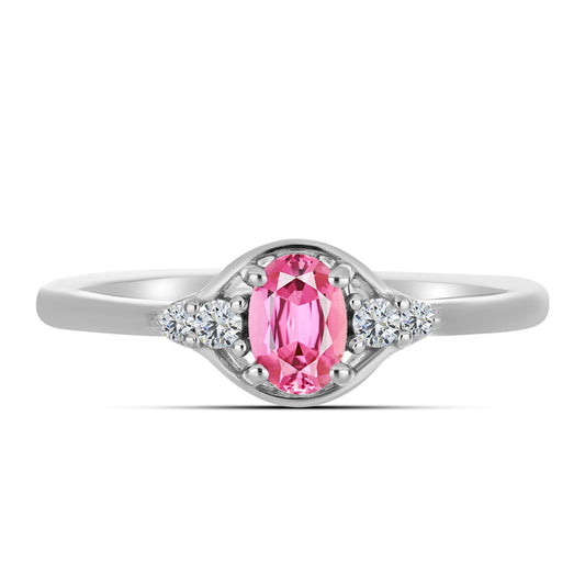 Anel de Prata com Turmalina Rosa de Pelmadulla e Topázio Branco