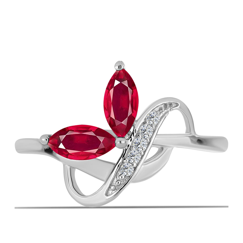 Anel de Prata com Rubi de Madagáscar e Topázio Branco