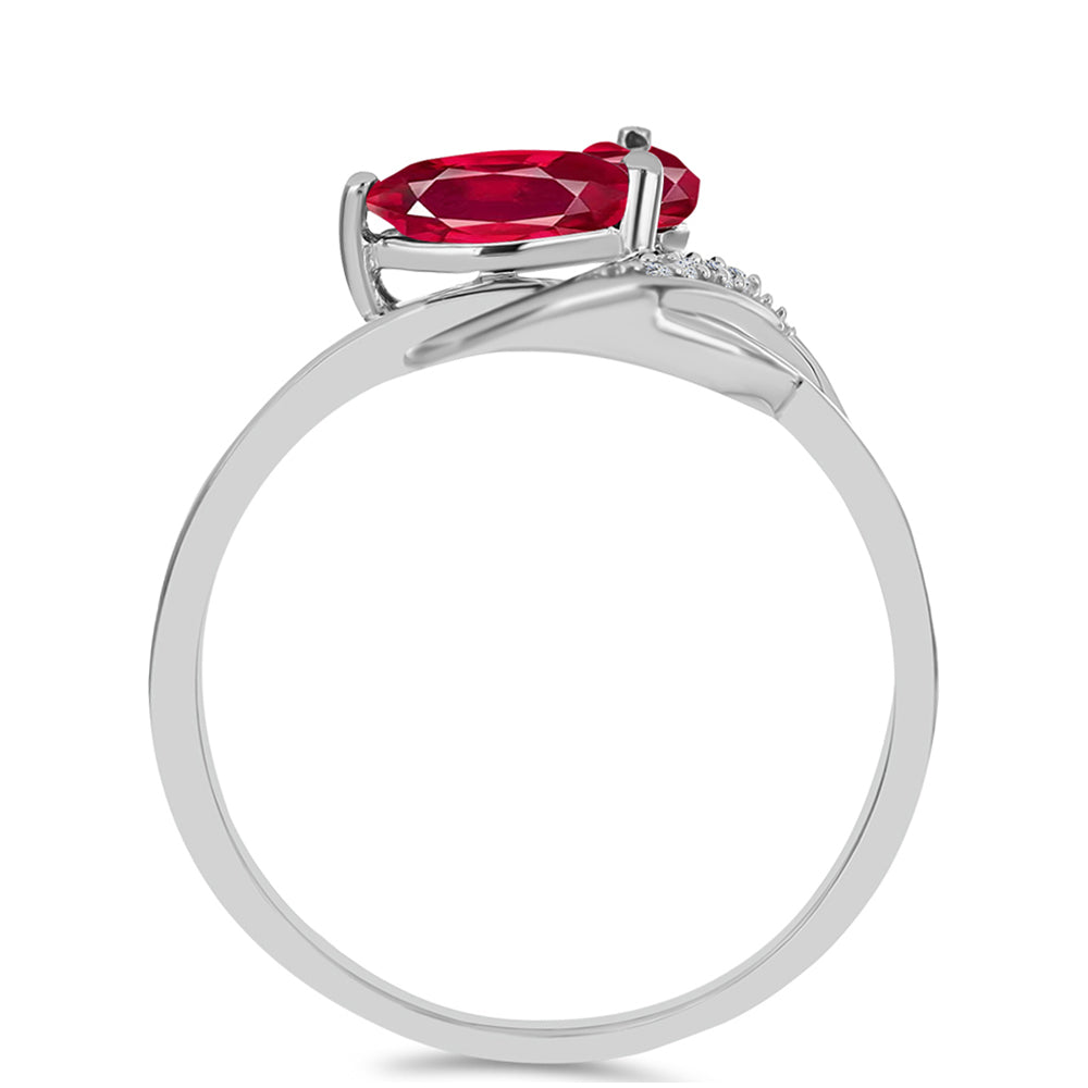 Anel de Prata com Rubi de Madagáscar e Topázio Branco