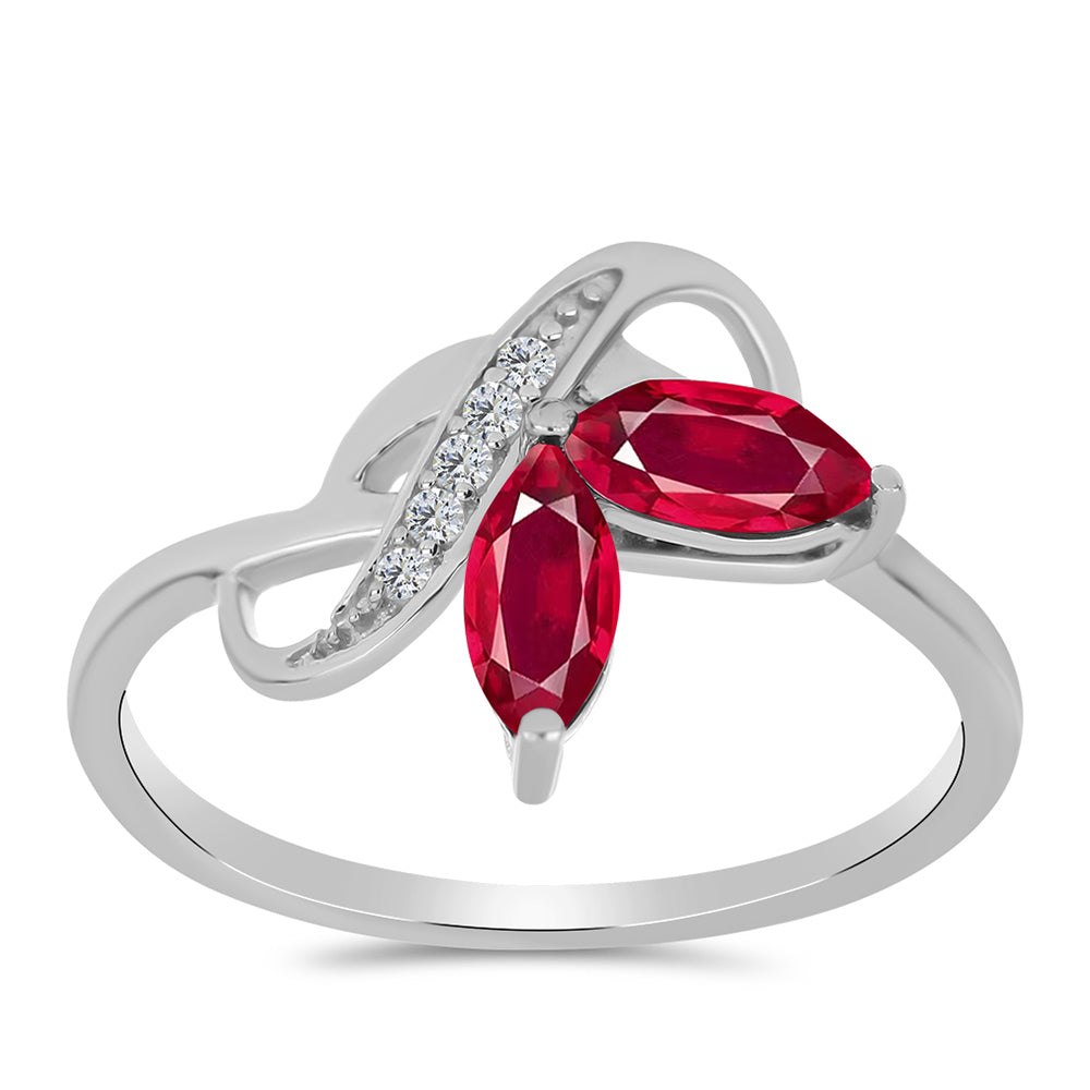 Anel de Prata com Rubi de Madagáscar e Topázio Branco