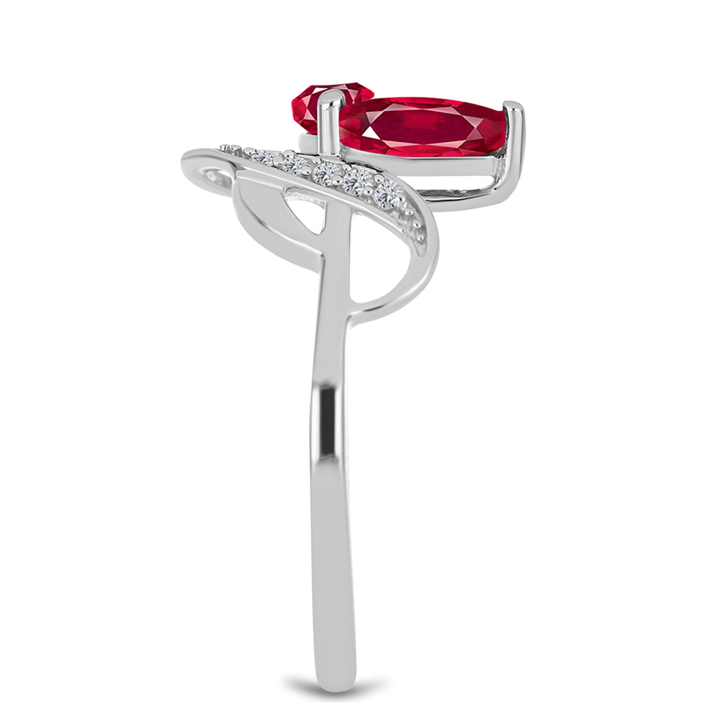 Anel de Prata com Rubi de Madagáscar e Topázio Branco