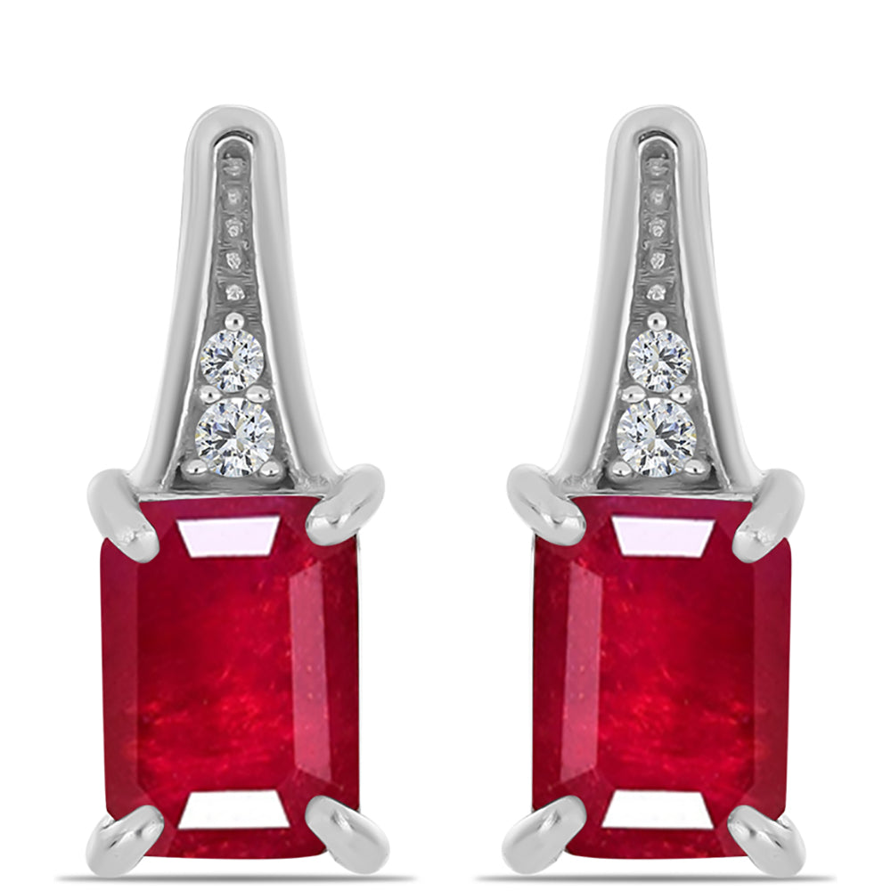 Brincos de Prata com Rubi de Madagáscar e Topázio Branco