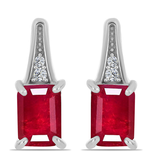 Brincos de Prata com Rubi de Madagáscar e Topázio Branco