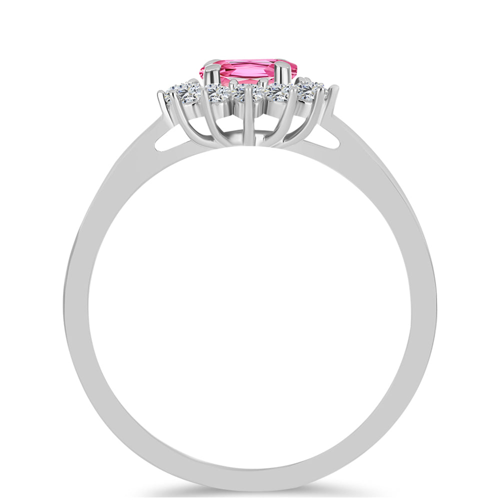 Anel de Prata com Turmalina Rosa de Pelmadulla e Topázio Branco