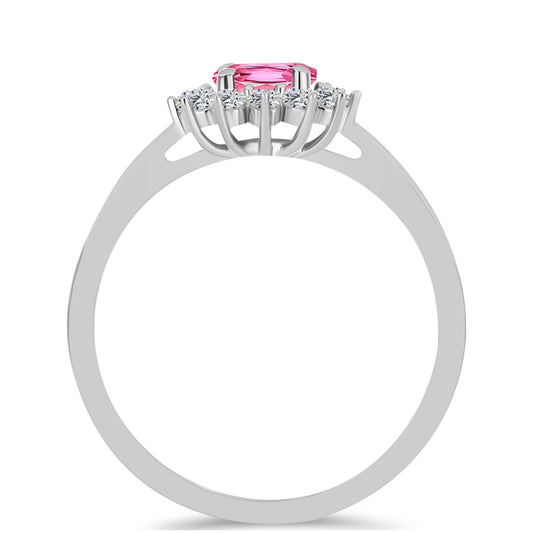 Anel de Prata com Turmalina Rosa de Pelmadulla e Topázio Branco