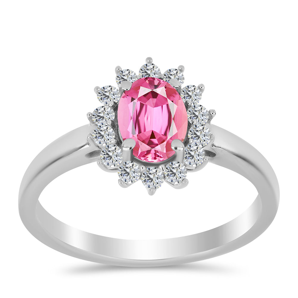 Anel de Prata com Turmalina Rosa de Pelmadulla e Topázio Branco 3 