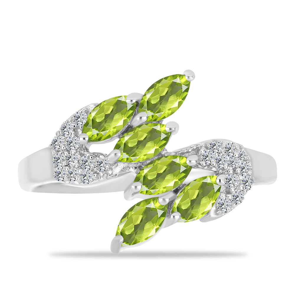 Anel de Prata com Peridoto de Changbai e Topázio Branco 1 
