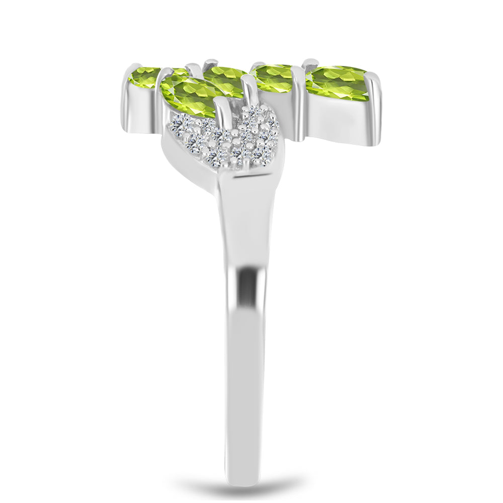 Anel de Prata com Peridoto de Changbai e Topázio Branco