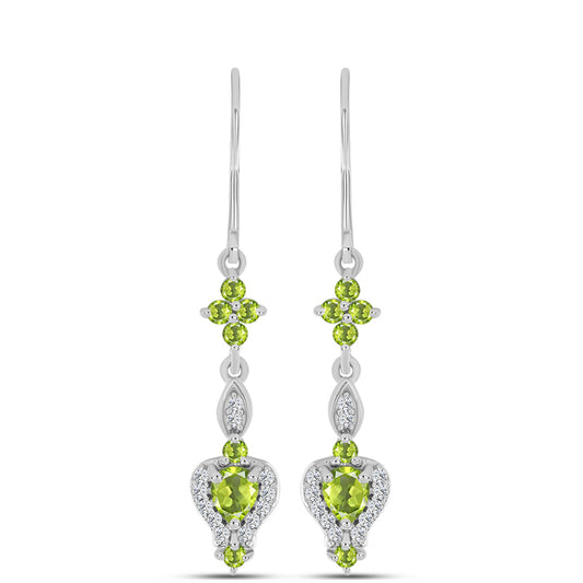 Brincos de Prata com Peridoto de Changbai e Topázio Branco