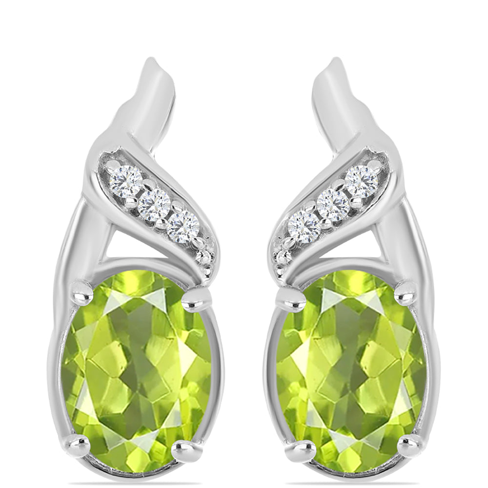 Brincos de Prata com Peridoto de Changbai e Topázio Branco