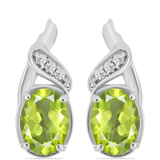 Brincos de Prata com Peridoto de Changbai e Topázio Branco
